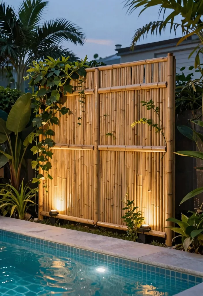 12 Small Backyard with Pool Ideas That Feel Open and Relaxing 11. Creative Privacy Screens 0
