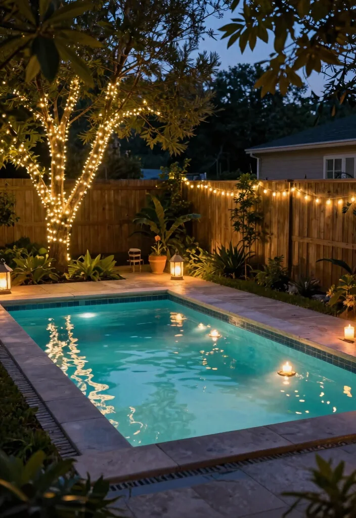 12 Small Backyard with Pool Ideas That Feel Open and Relaxing 9. Soft Lighting Solutions 0