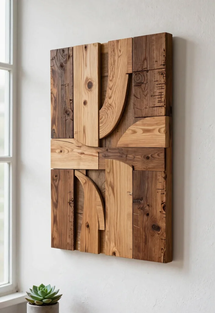 12 Wall Hanging Decor Ideas for Vertical Styling 3. Reclaimed Wood Art 0