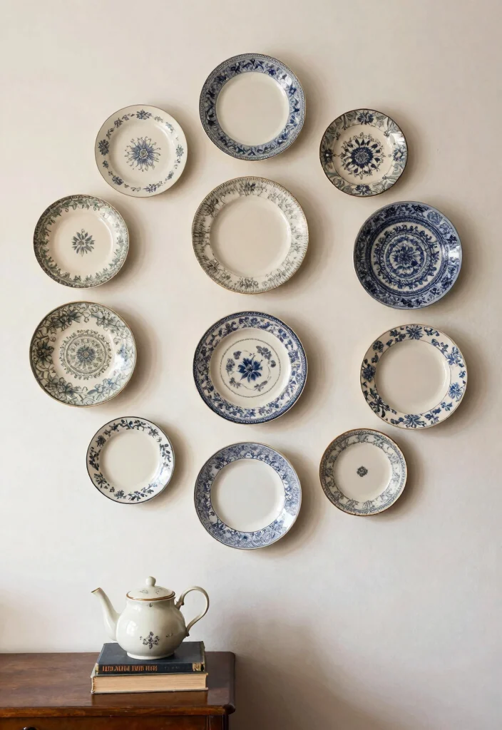12 Wall Hanging Decor Ideas for Vertical Styling 6. Vintage Plates and Trays 0