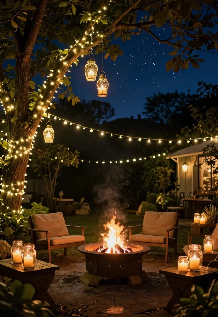 10 Backyard Bonfire Party Ideas for Casual Outdoor Gatherings 4. Twinkling Fairy Lights and Lanterns 0