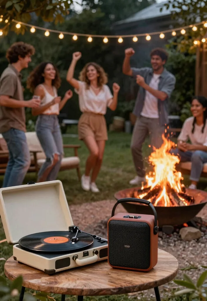 10 Backyard Bonfire Party Ideas for Casual Outdoor Gatherings 9. Unique Outdoor Music Setup 0
