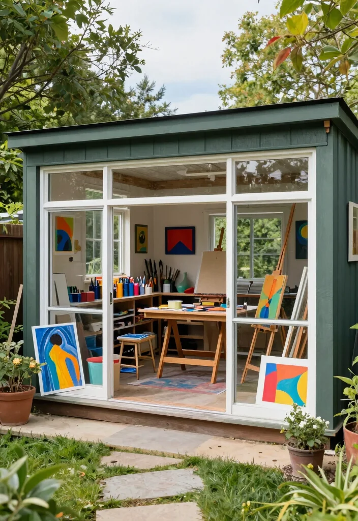 10 Backyard Shed Ideas for Storage and Visual Interest 6. Shed as an Art Studio 0