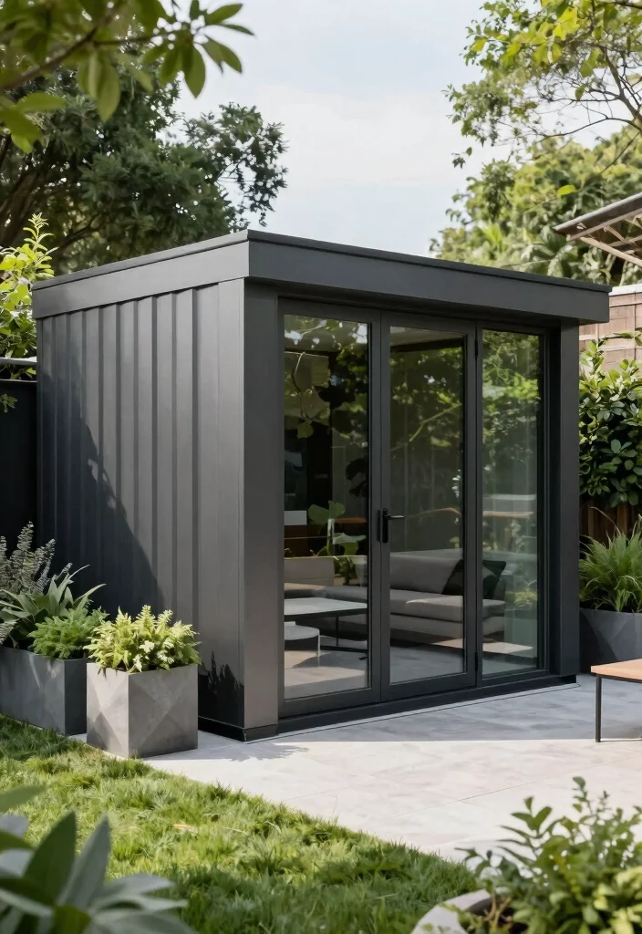 10 Backyard Shed Ideas for Storage and Visual Interest 7. Modern Shed with Clean Lines 0