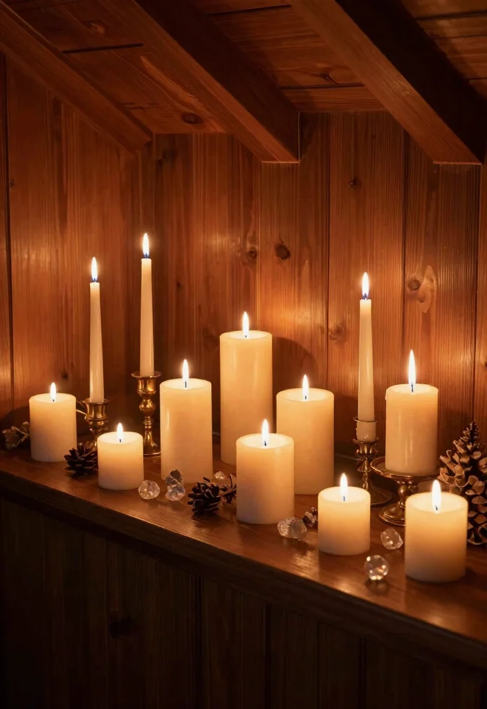 10 Basement Half Wall Ledge Ideas for Function and Display 10. Elegant Candle Displays for Ambiance 0