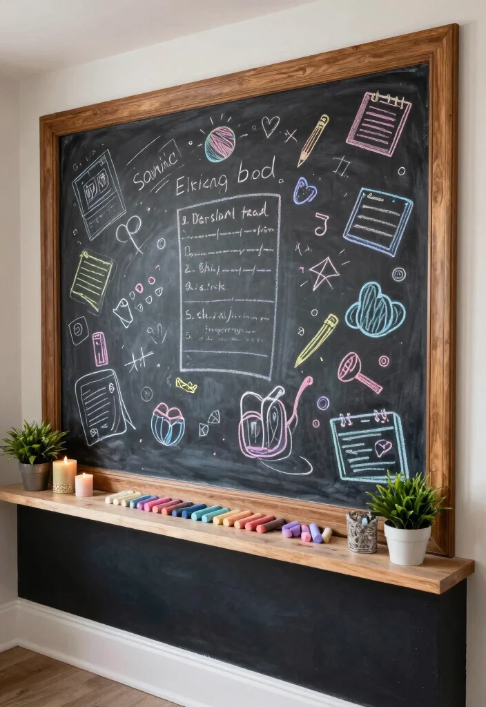 10 Basement Half Wall Ledge Ideas for Function and Display 7. Chalkboard Paint for Creative Expression 0