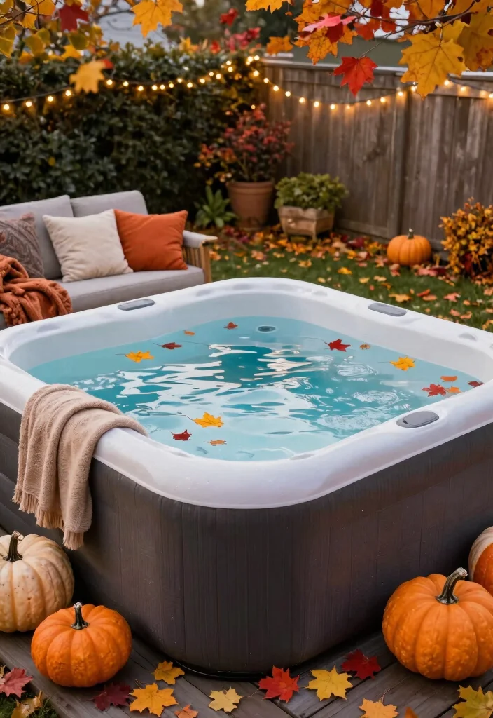 10 Blow Up Hot Tub Backyard Ideas for Budget Friendly Relaxation 10. Seasonal Decor Magic 0