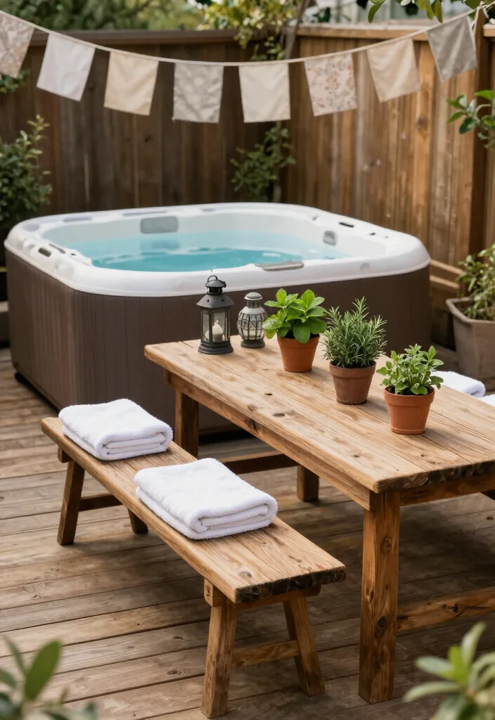 10 Blow Up Hot Tub Backyard Ideas for Budget Friendly Relaxation 2. Rustic Wooden Deck Setup 0