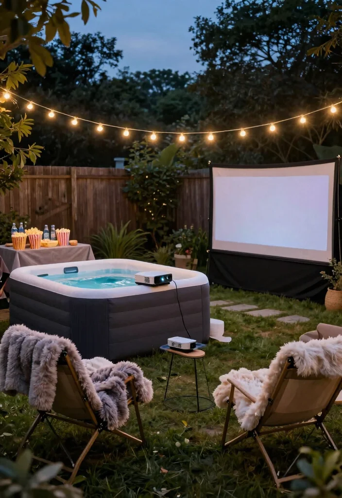 10 Blow Up Hot Tub Backyard Ideas for Budget Friendly Relaxation 7. Movie Night under the Stars 0