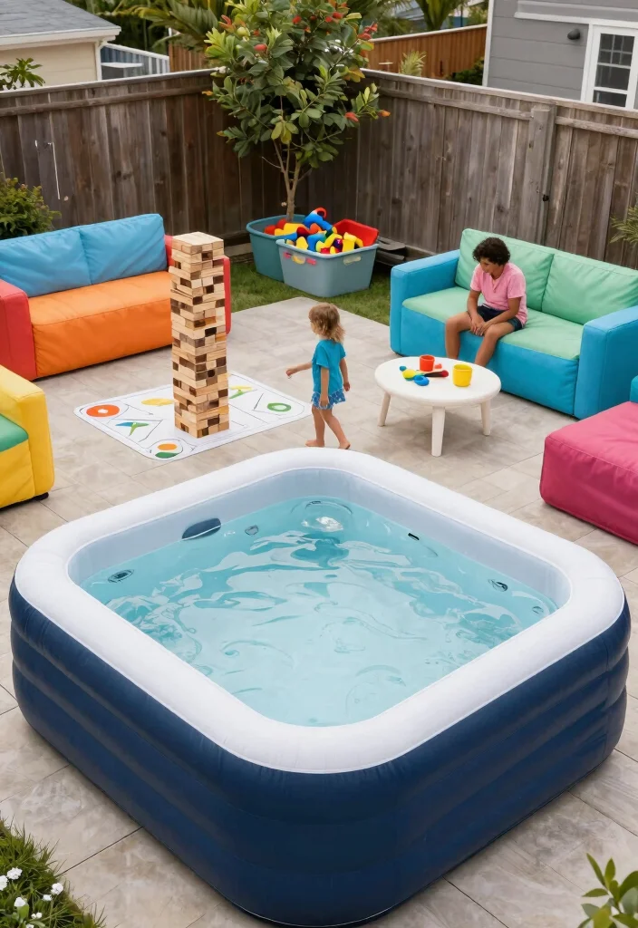 10 Blow Up Hot Tub Backyard Ideas for Budget Friendly Relaxation 9. Family Fun Zone 0