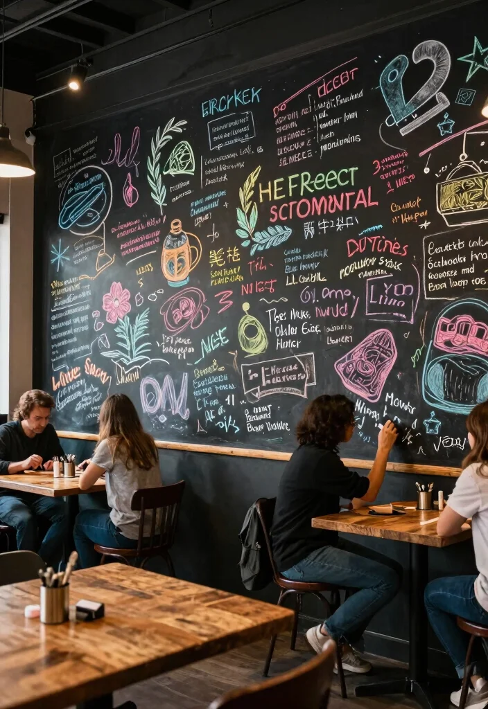 10 Cafe Wall Decor Ideas with Artistic Flair 7. Interactive Chalkboard Walls 0