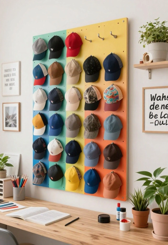 10 Cap Organization Ideas for Closets and Bedrooms 36 10 Cap Organization Ideas for Closets and Bedrooms 6. Pegboard Displays 0