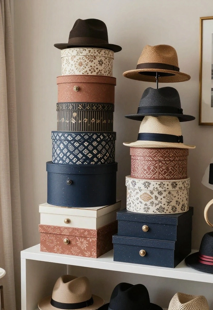 10 Cap Organization Ideas for Closets and Bedrooms 37 10 Cap Organization Ideas for Closets and Bedrooms 7. Hat Boxes for Long term Storage 0