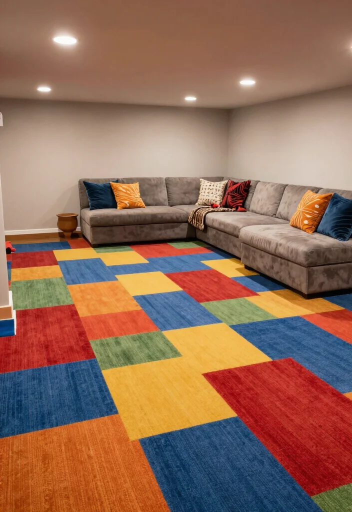 10 Cheap Basement Flooring Ideas That Hold Up Well 12 10 Cheap Basement Flooring Ideas That Hold Up Well 2. Carpet Tiles 0