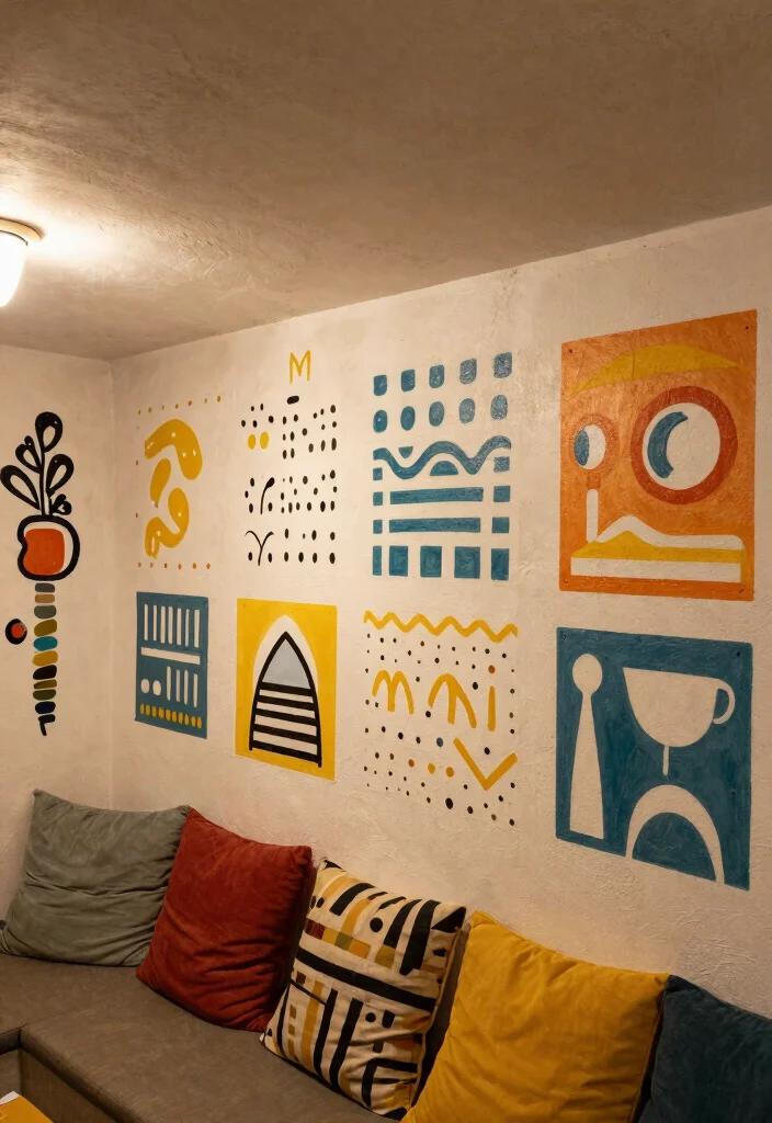 10 Cheap Basement Wall Ideas for Budget Remodels 10. Stenciled Patterns for Artistic Expression 0