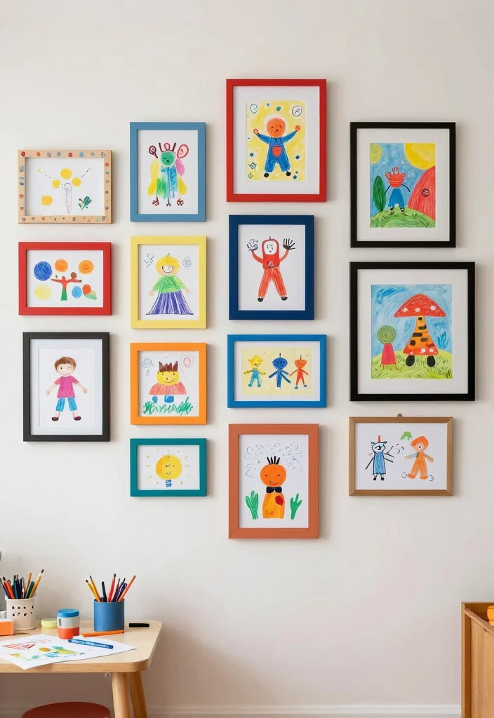 10 Cute Wall Decor Ideas for Playful Interiors 2. Fun Framed Art Collages 0