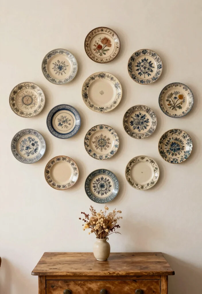 10 DIY Room Wall Decor Ideas with Handmade Touch 8. Vintage Plate Wall Display 0