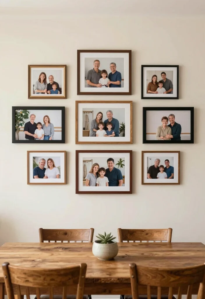 10 Dining Table Wall Decor Ideas for Balanced Layouts 3. Framed Family Photos 0