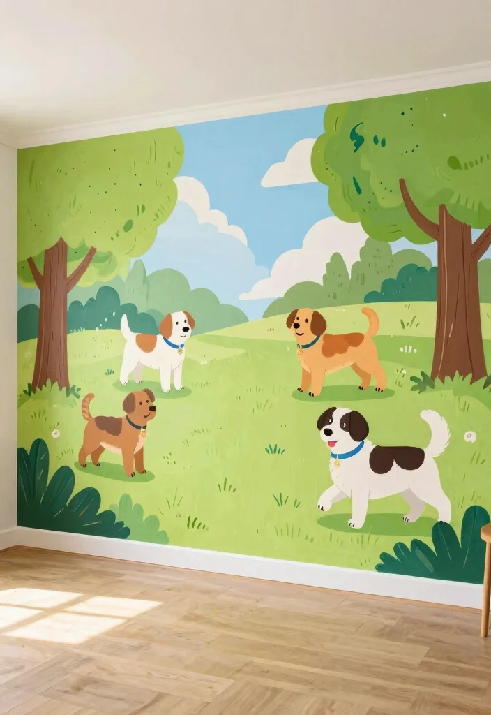10 Dog Wall Decor Ideas for Pet Lovers 7. Hand Painted Dog Murals 0