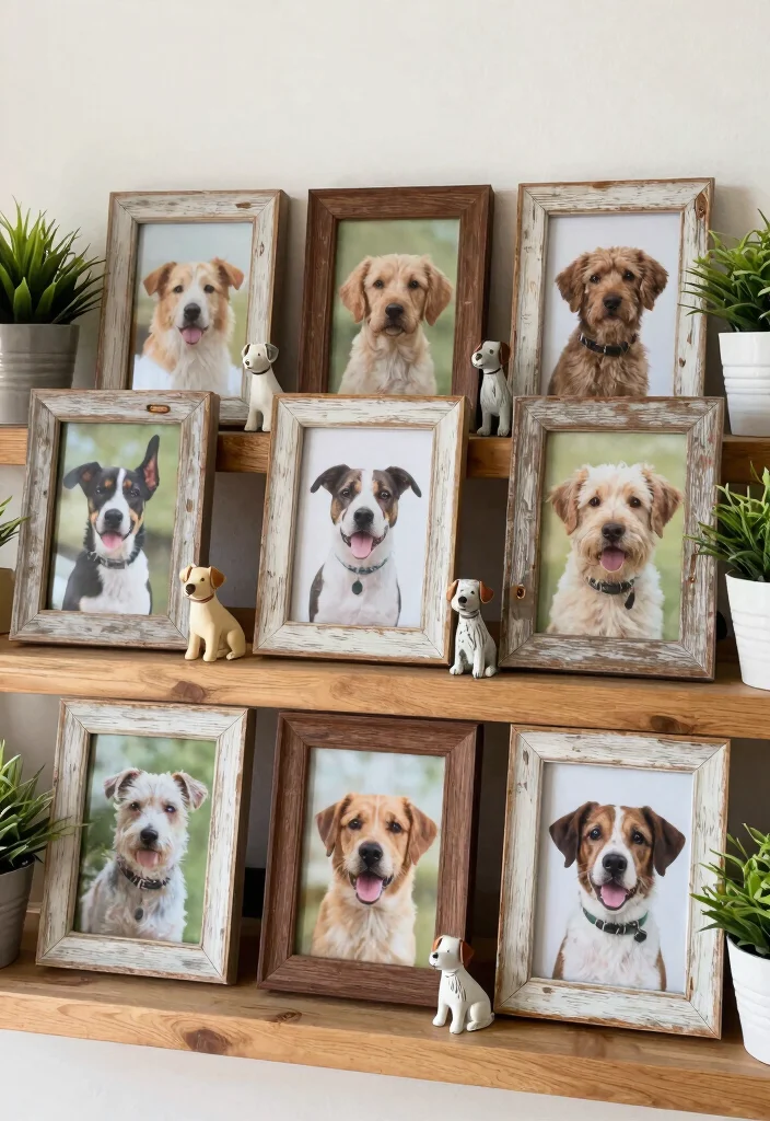10 Dog Wall Decor Ideas for Pet Lovers 8. Rustic Dog Photo Frames 0
