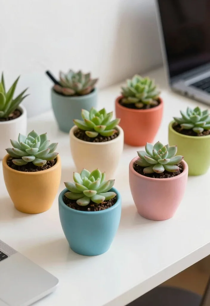 10 Dollar Tree Desk Organization Ideas That Look Clean 10. Painted Flower Pots for Desk Plants 0
