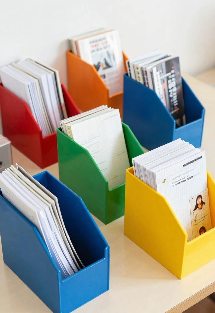 10 Dollar Tree Desk Organization Ideas That Look Clean 4. Colorful Magazine Holders 0