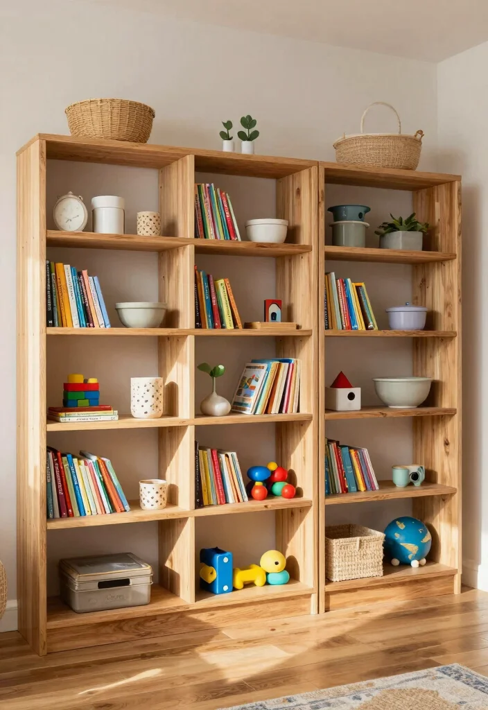 10 Eco Friendly Boys Room Organization Ideas for Toys Clothes and Gear 2. Natural Wooden Shelving 0