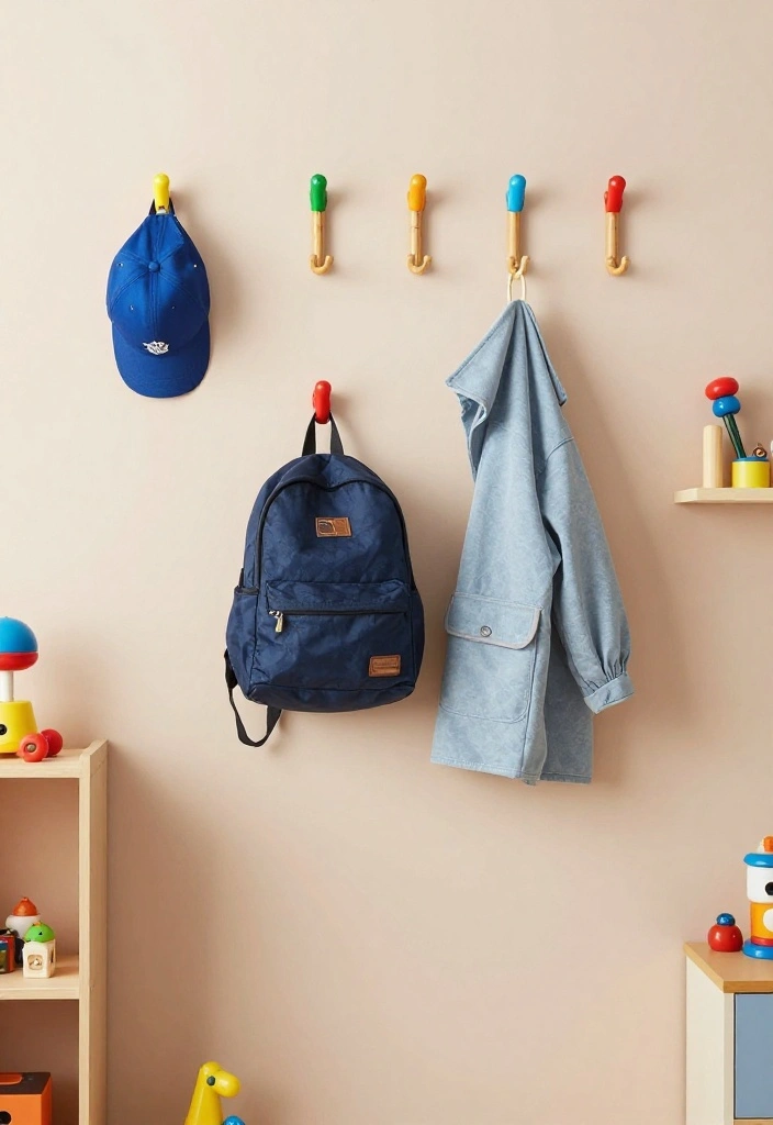 10 Eco Friendly Boys Room Organization Ideas for Toys Clothes and Gear 4. Wall Mounted Hooks 0