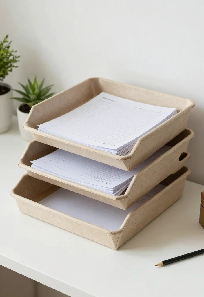 10 Office File Organization Ideas for Paper Control 9. Recyclable Paper Trays 0