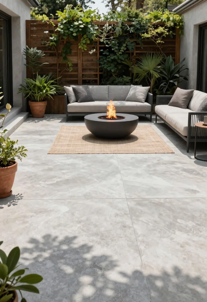 10 Paved Backyard Ideas for Low Maintenance Outdoor Spaces 2. Minimalist Concrete Patio 0