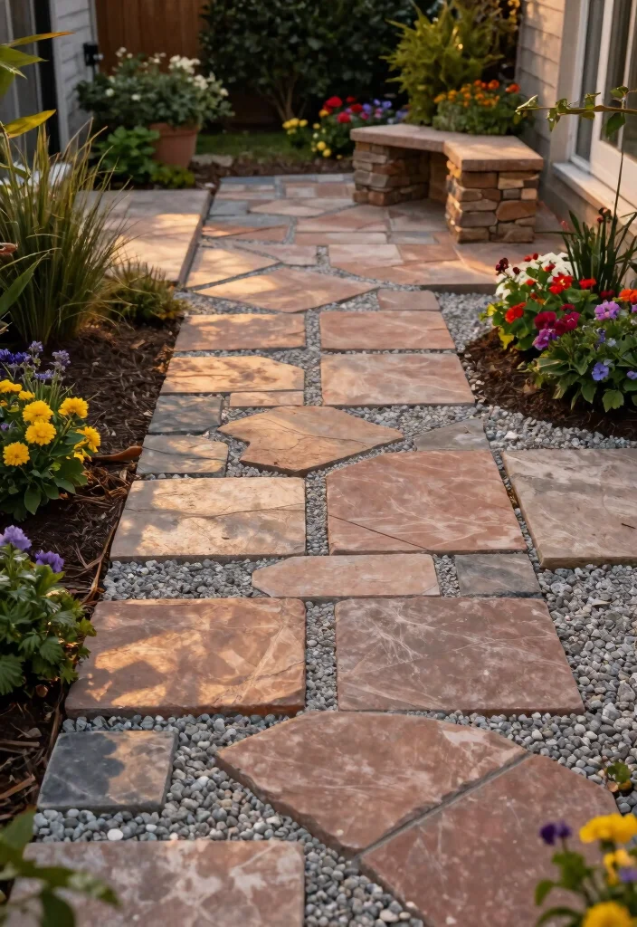 10 Paved Backyard Ideas for Low Maintenance Outdoor Spaces 3. Cozy Paver Stones with Gravel 0