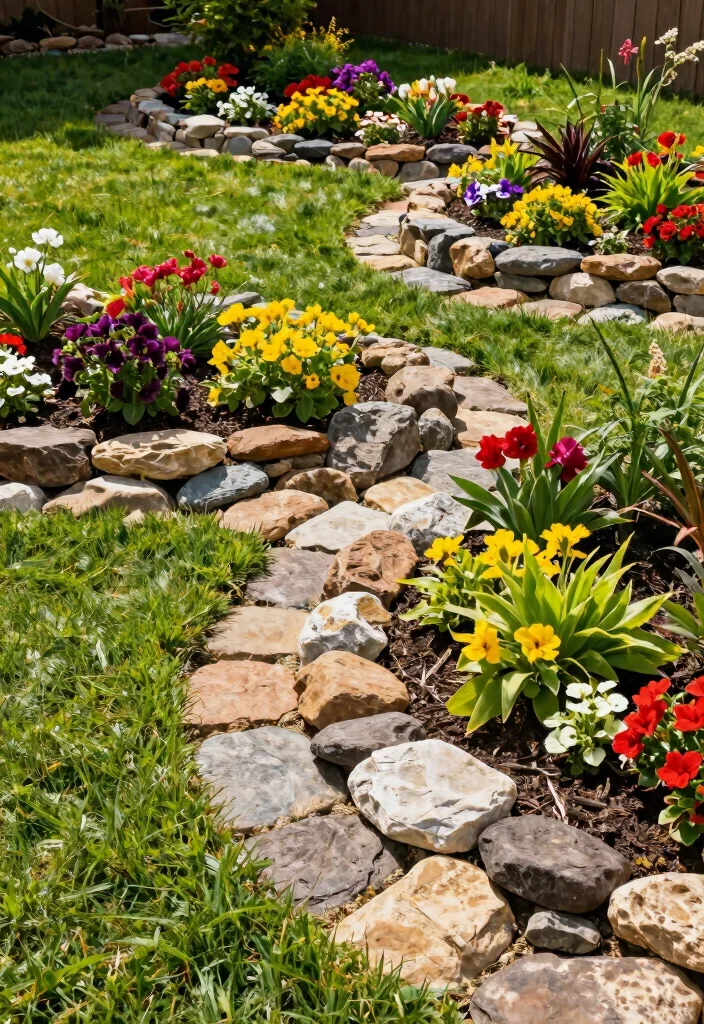 10 Paved Backyard Ideas for Low Maintenance Outdoor Spaces 4. Decorative Stone Borders 0