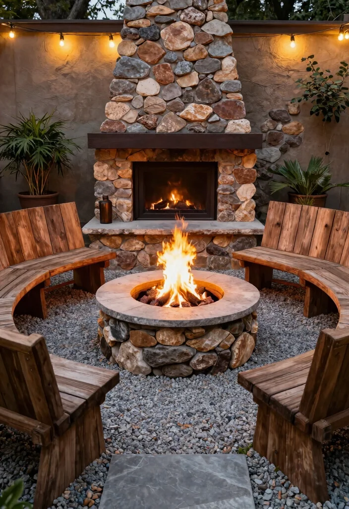 10 Paved Backyard Ideas for Low Maintenance Outdoor Spaces 6. Stylish Stone Fire Pit Area 0
