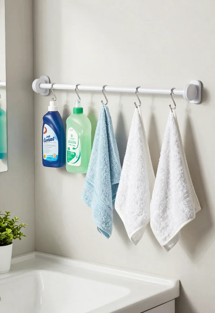 10 Restroom Organization Ideas for Small Bathrooms 4. Creative Use of Tension Rods 0