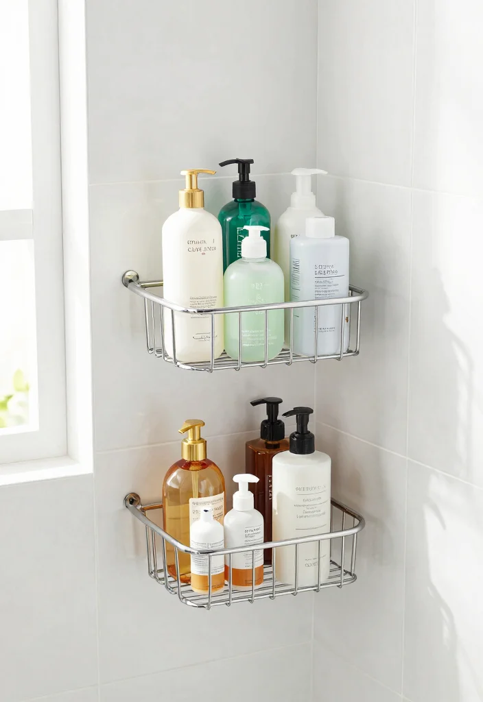 10 Restroom Organization Ideas for Small Bathrooms 6. Stylish Shower Caddies 0