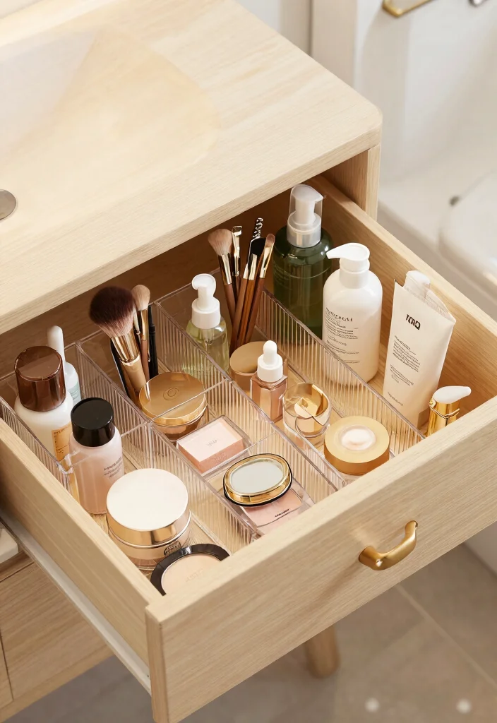 10 Restroom Organization Ideas for Small Bathrooms 7. Drawer Organizers for Makeup and Toiletries 0