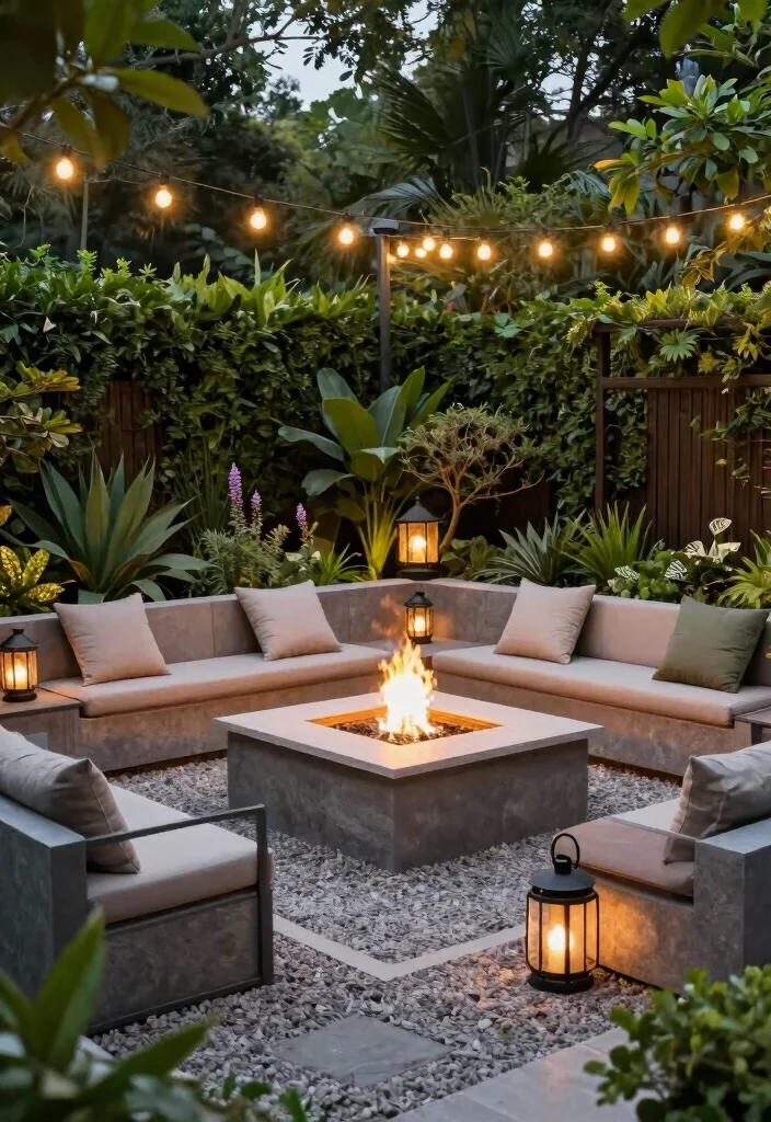 10 Square Fire Pit Backyard Ideas for Clean Modern Layouts 8. Stylish Surroundings 0