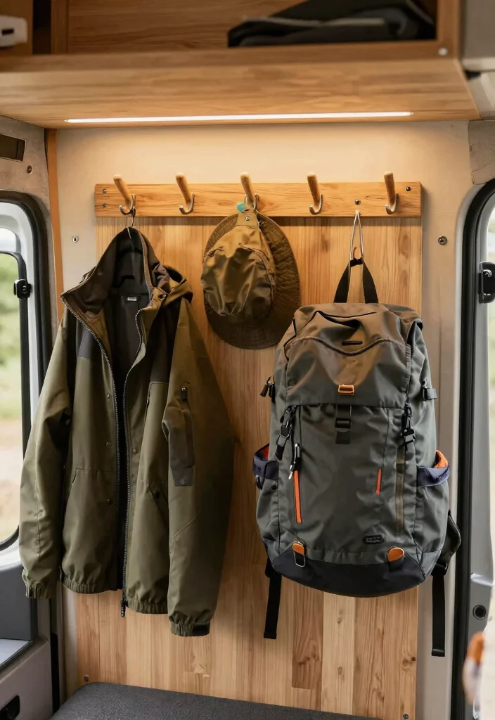10 Van Organization Ideas for Work and Travel 6. Stylish Wall Hooks 0