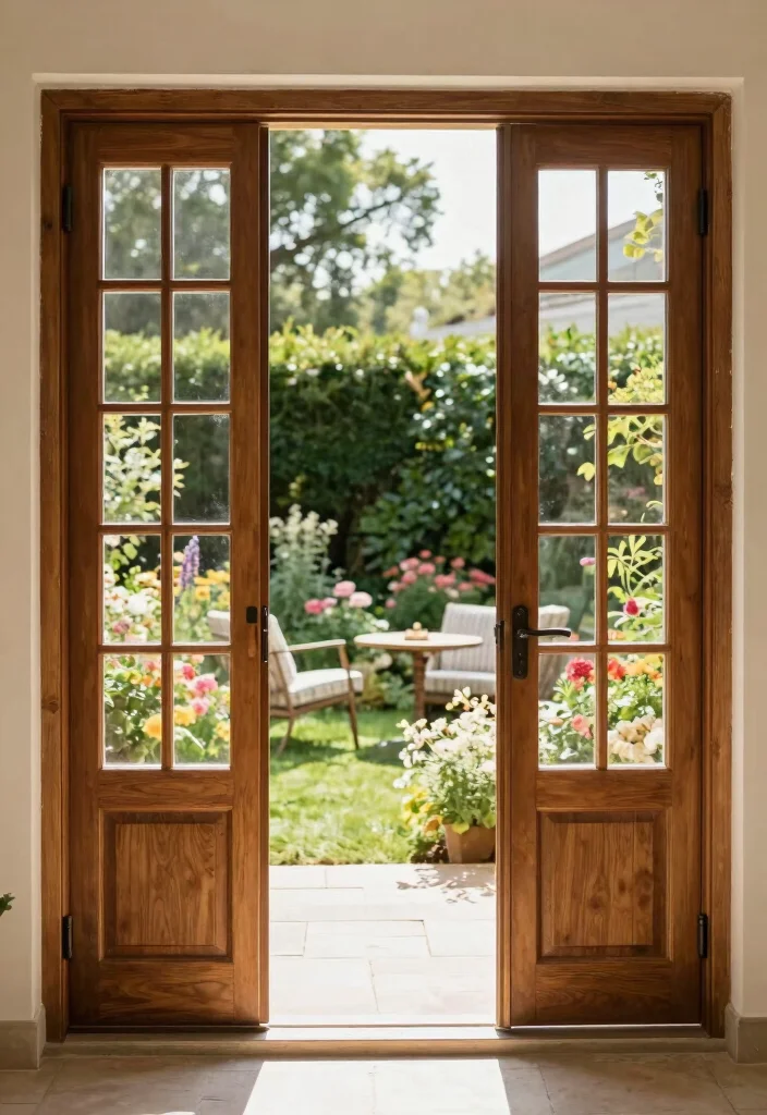 12 Backyard Door Ideas to Connect Indoors and Outdoors 3. French Doors for Timeless Charm 0