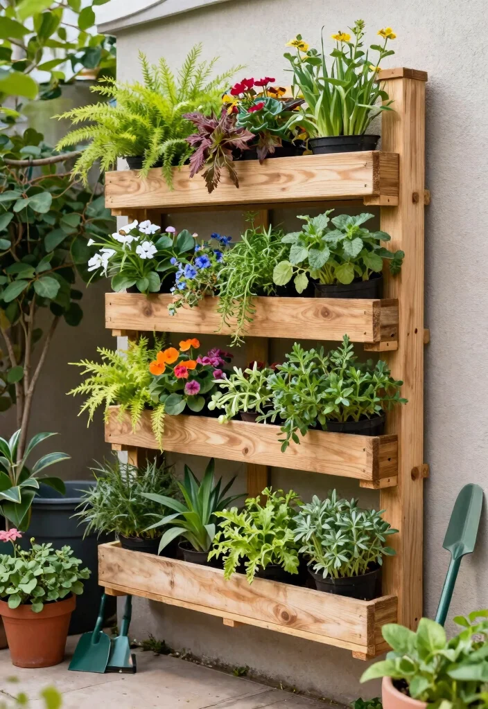 12 Backyard Pallet Ideas for DIY Furniture and Decor 13 12 Backyard Pallet Ideas for DIY Furniture and Decor 3. Vertical Pallet Garden 0