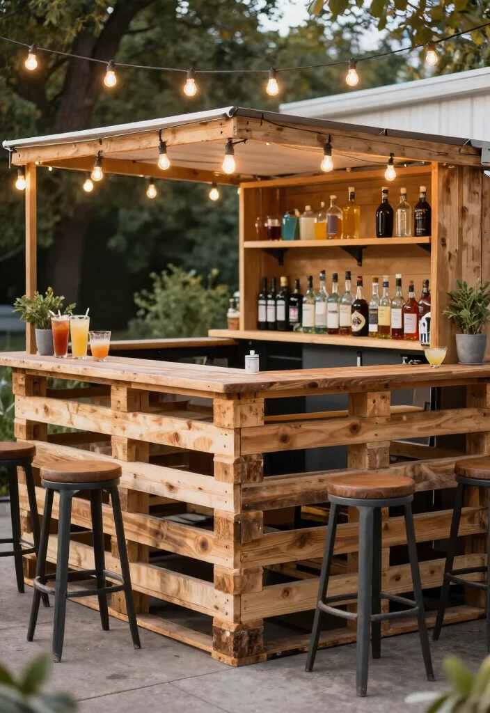 12 Backyard Pallet Ideas for DIY Furniture and Decor 24 12 Backyard Pallet Ideas for DIY Furniture and Decor 4. Pallet Bar for Entertaining 0