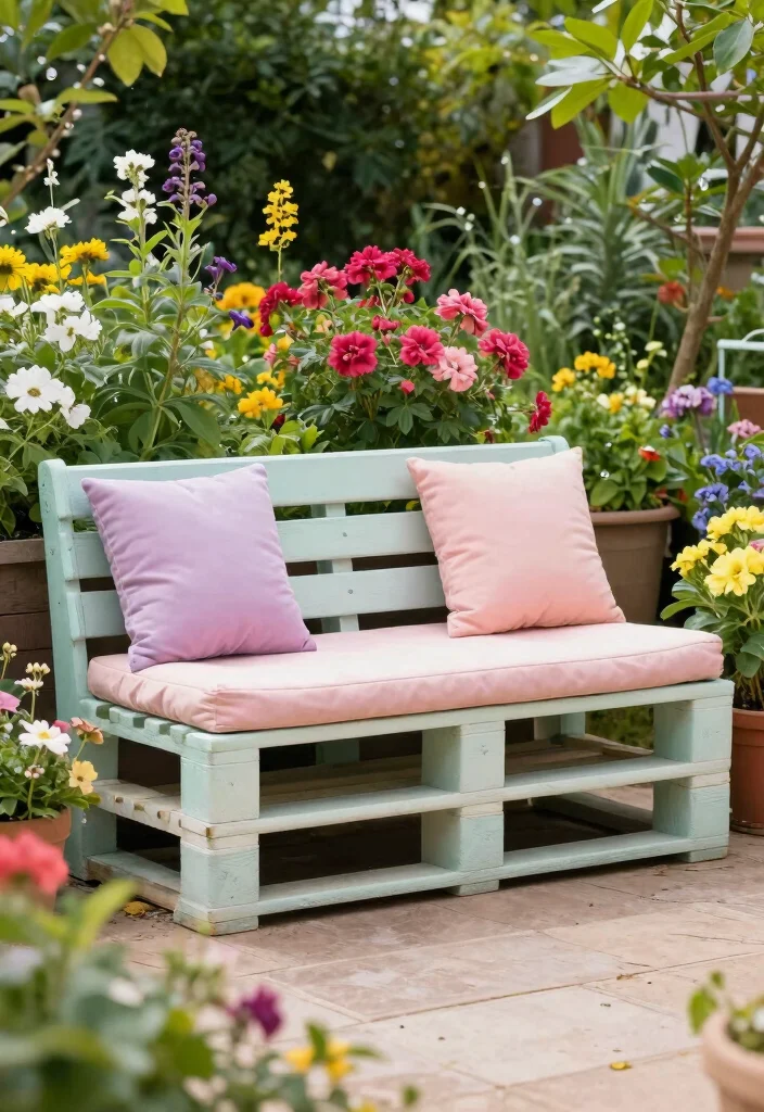 12 Backyard Pallet Ideas for DIY Furniture and Decor 38 12 Backyard Pallet Ideas for DIY Furniture and Decor 8. Pallet Garden Bench 0