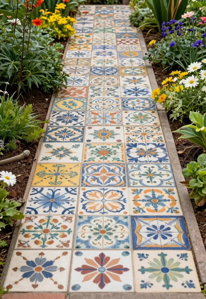 12 Backyard Tile Ideas for Stylish and Durable Surfaces 11. Decorative Garden Tiles 0