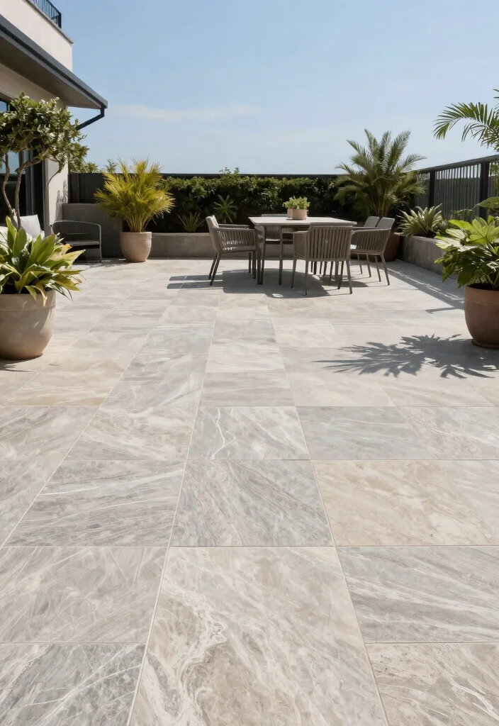 12 Backyard Tile Ideas for Stylish and Durable Surfaces 2. Sleek Porcelain Pavers 0