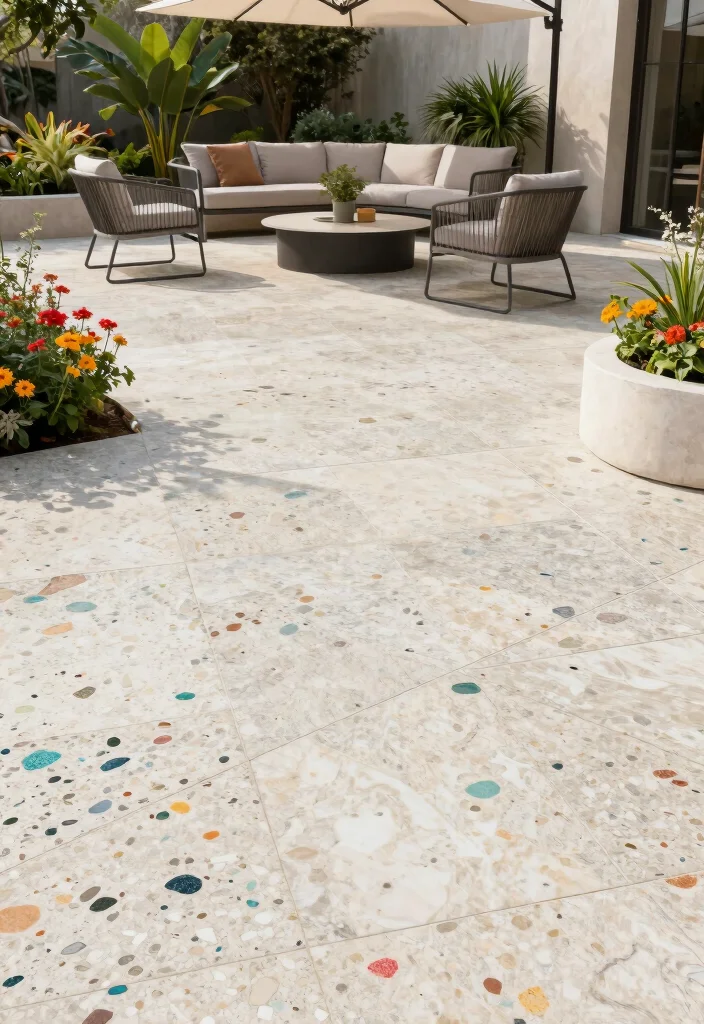 12 Backyard Tile Ideas for Stylish and Durable Surfaces 7. Terrazzo Tiles 0