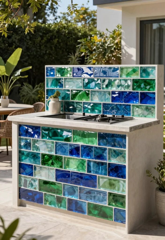 12 Backyard Tile Ideas for Stylish and Durable Surfaces 8. Recycled Glass Tiles 0