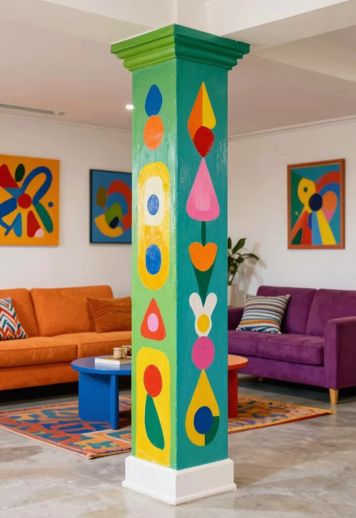 12 Basement Column Ideas to Blend Structure with Design 14 12 Basement Column Ideas to Blend Structure with Design 4. Bold Paint Finishes 0