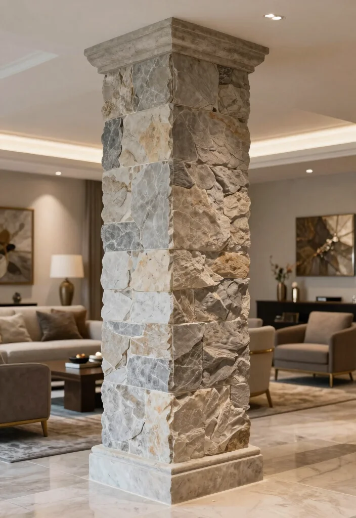 12 Basement Column Ideas to Blend Structure with Design 25 12 Basement Column Ideas to Blend Structure with Design 5. Decorative Stone Cladding 0