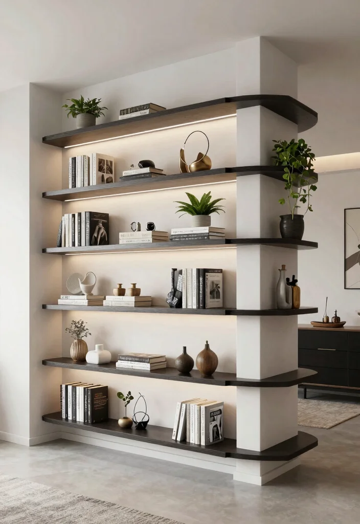 12 Basement Column Ideas to Blend Structure with Design 26 12 Basement Column Ideas to Blend Structure with Design 6. Column Shelving Solutions 0