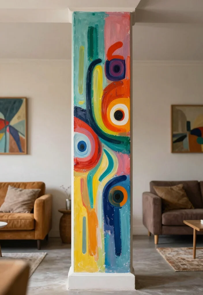 12 Basement Column Ideas to Blend Structure with Design 37 12 Basement Column Ideas to Blend Structure with Design 7. Artistic Column Paintings 0